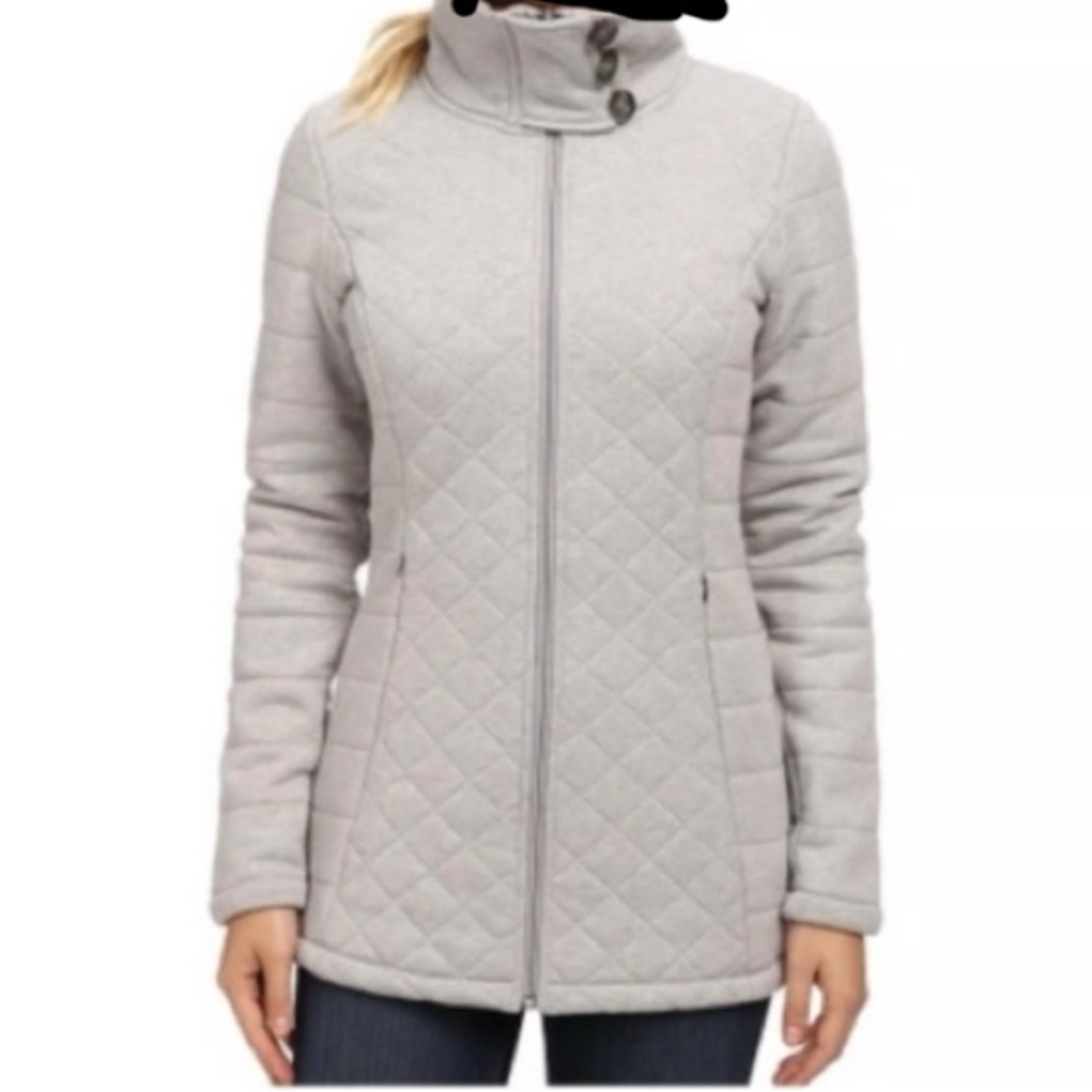 The North Face Caroluna size M. Quilted pattern fleece lined jacket heather gray